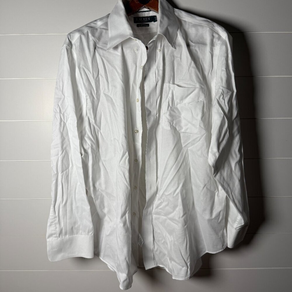 Lauren Ralph Lauren White Button Down Long Sleeve Shirt  Sz 18 34/35 Classic Fit